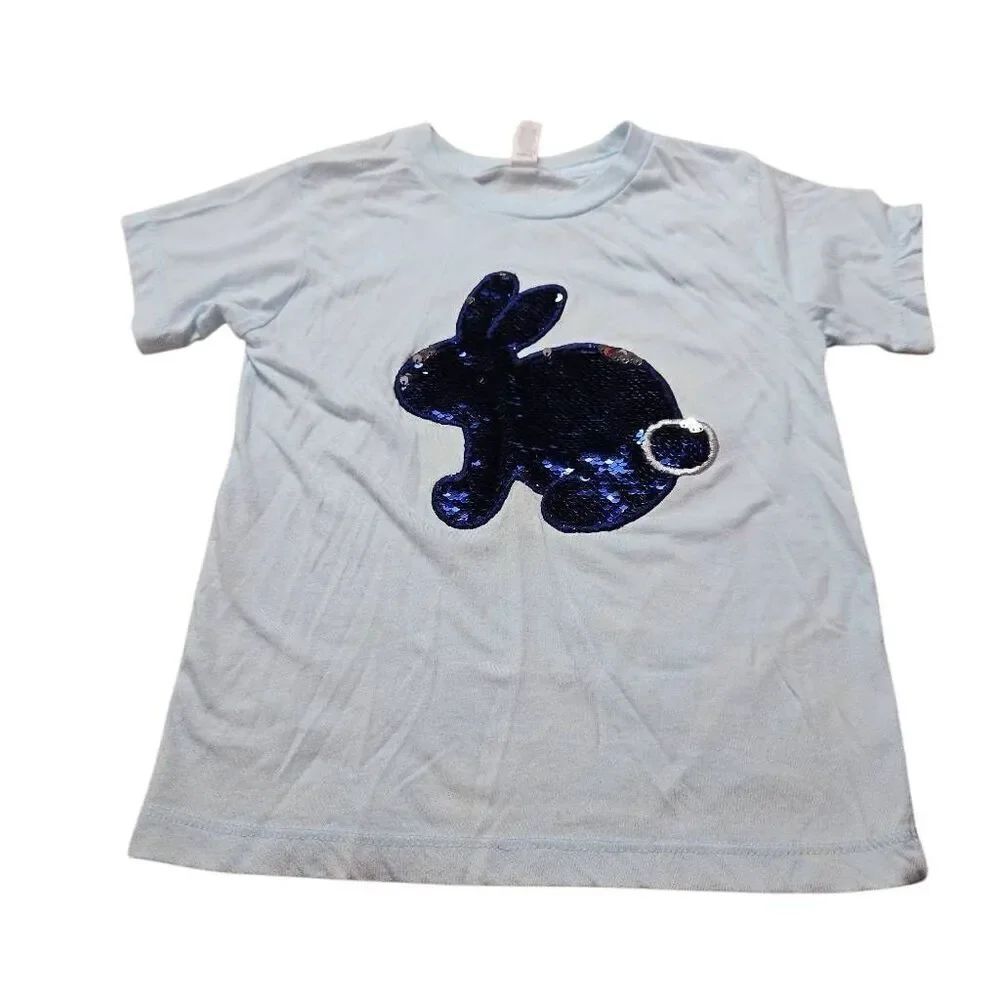 Bella +Canvas flip sequin Easter Bunny shirt 4t